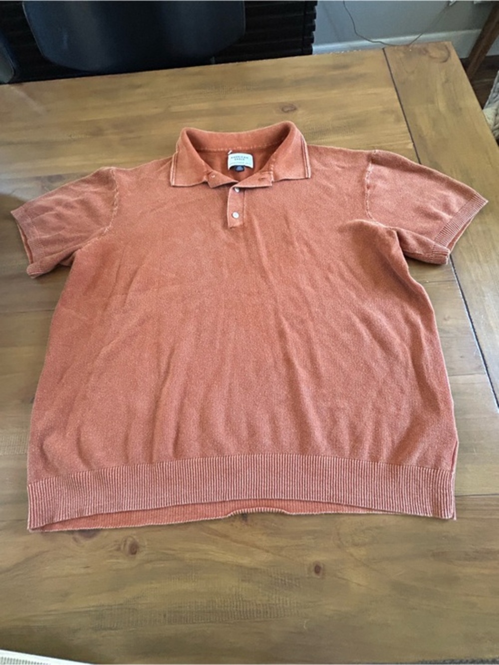 NWOT AEO Men's Knit Polo Shirt in Rust